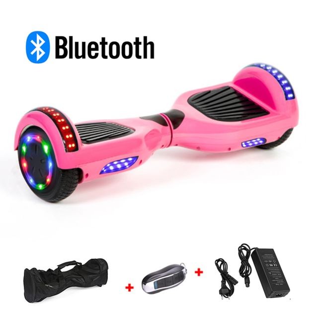 Gyropode Mac Wheel 6,5 pouces rose Hoverboard Gyropod Overboard Smart Scooter + Bluetooth + Sac + clé à distance + roue LED