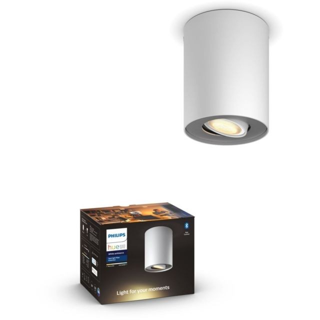 Lampe connectée Philips Hue White Ambiance PILLAR Spot 1x5.5W extension - Blanc (télécommande non incluse) - Bluetooth