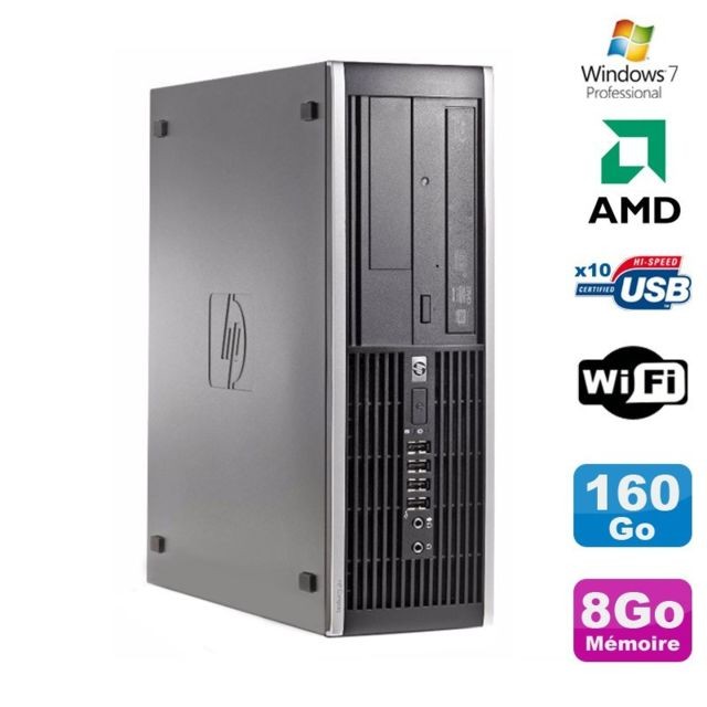 Hp - PC HP Compaq 6005 Pro SFF AMD 3GHz 8Go DDR3 160Go SATA Graveur WIFI Win 7 Pro Hp - Ordinateur de Bureau Hp