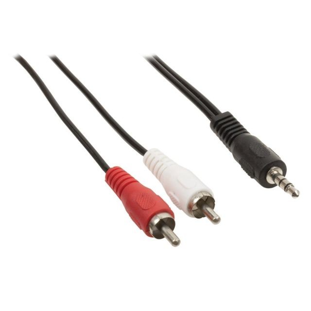 Ansell - Câble adaptateur audio Jack 3,5 mm stéréo mâle vers 2x RCA mâles 5.00 m noir Ansell  - Support / Meuble TV
