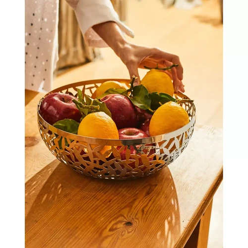 Alessi - Corbeille à fruits argentée en acier Henika - Arts De La Table Design