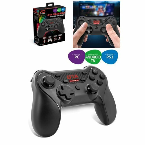 Manette PS3 Advance Manette sans fil Rechargeable GTA Compatible PC, PS3 & ANDROID TV Noir et Rouge Ergonomique joystick Asymétrique - Autonomie 12H