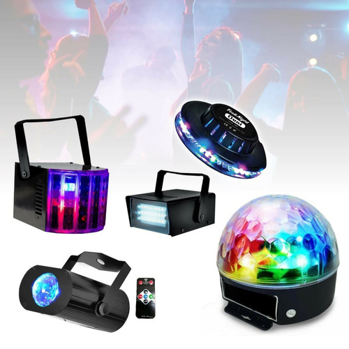 Party Light & Sound - Pack light DJ 4 jeux de lumière compacts et  puissants, 1 Portique robuste - PA DJ SONO MIX LED Soirée anniversaire  mariage, Bar - Effets à LED - Rue du Commerce