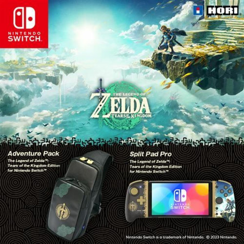 Hori - Sac de transport à bandoulière Hori Adventure Pack Zelda: Tears of the Kingdom pour Nintendo Switch Noir, Bleu et Jaune Hori - Accessoire Switch Hori