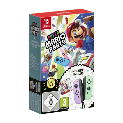Jeux Switch Nintendo Super Mario Party (Code) + Paire de manettes Joy-Con Violet Pastel & Vert Pastel - Édition Bundle | Jeu Nintendo Switch