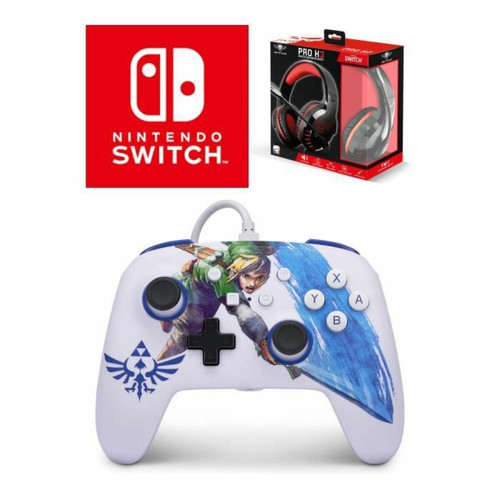 Manettes Switch Power A Manette SWITCH Filaire Nintendo Zelda Master Sword Attack Officielle + Casque Gamer PRO H3 Rouge SPIRIT OF GAMER SWITCH
