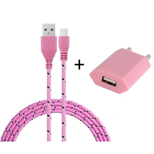 Shot - Pack Chargeur pour Manette Xbox One  Smartphone Micro-USB (Cable Tresse 3m Chargeur + Prise Secteur USB) Murale Android Universe (ROSE PALE) Shot - PS4 Shot