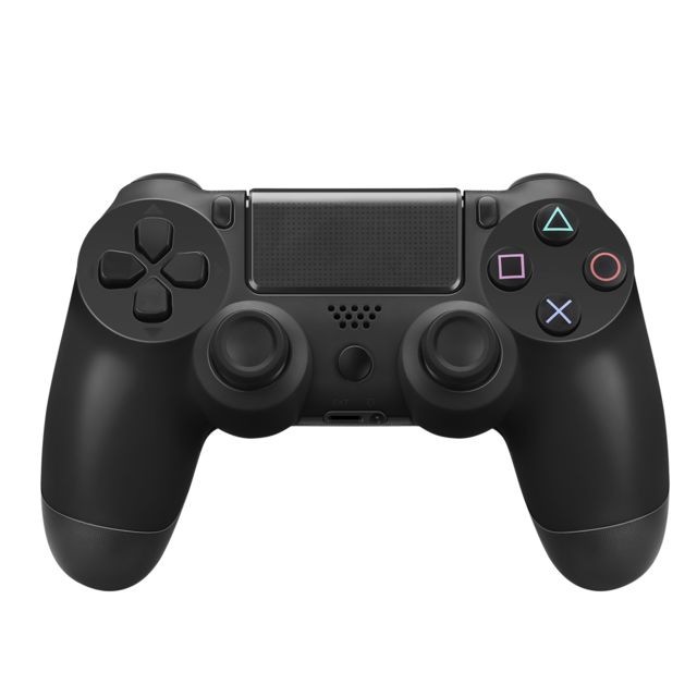 Manette PS4 marque generique Manette de jeu PS4 Bluetooth Six Axies DualShock 4 sans fil pour PlayStation 4 avec double vibration  - Noir