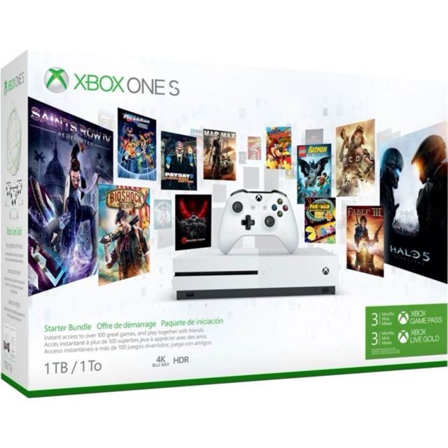 Microsoft - Console Xbox One S - 1 To + 3 mois Xbox Live Gold + 3 mois Xbox Game Pass - Blanc Microsoft - Jeux et consoles reconditionnés