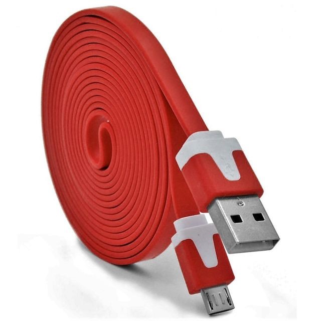 Shot - Cable Noodle 3m Micro USB pour Manette XBox One 3 Mètres Chargeur USB Smartphone Connecteur (ROUGE) Shot  - Autres accessoires PS4