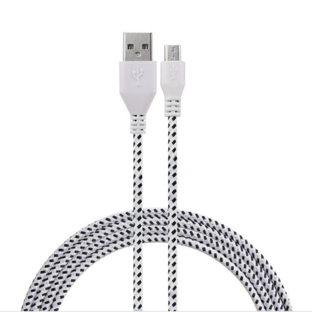 Autres accessoires PS4 Shot Cable Tressé pour Manette Playstation 4 PS4 3m Universel Chargeur Connecteur Micro USB Tissu Tissé Lacet Fil Nylon (BLANC)
